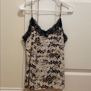 Silky tank top with lace detail